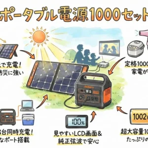 《ポータブル電源1000セットレンタル》空港から車で10分